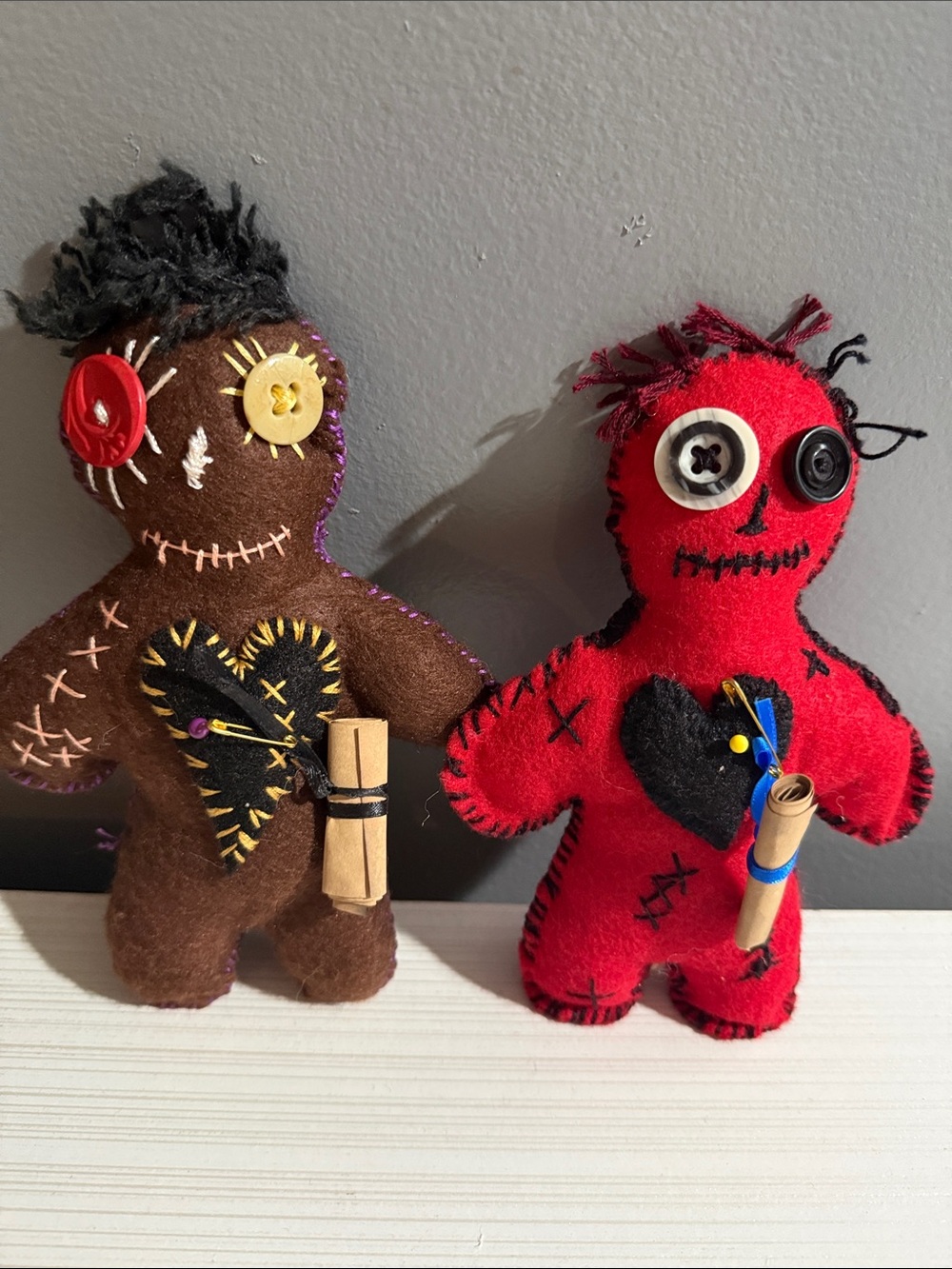 Voodoo dolls, homemade set of two